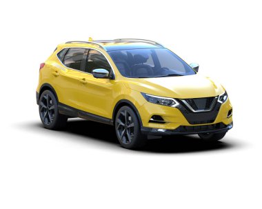 Beyaz arka planda sarı cip. 3d oluşturma