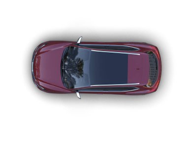 kırmızı araba beyaz arkaplanda izole edildi