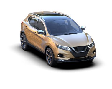 Beyaz arka planda lüks bir araba. 3d oluşturma