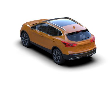 Beyaz arka planda modern bir araba. 3d oluşturma.