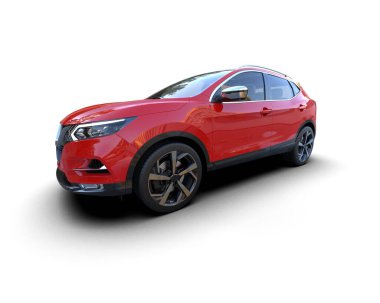 Kırmızı araba, siyah arka planda modern geçiş. 3d oluşturma