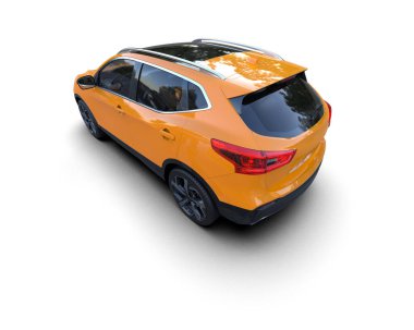 Modern araba arka planda izole edilmiş. 3D görüntüleme - illüstrasyon