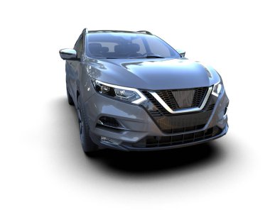 Gri arka planda modern kompakt araba