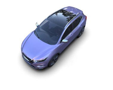 Modern araba beyaz bir araçta izole edilmiş. 3d oluşturma.