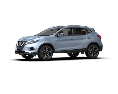 Beyaz arka planda SUV vagonu, 3 boyutlu görüntüleme.