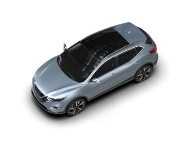 Araba beyaz arka planda izole edilmiş. 3d cg illüstrasyon