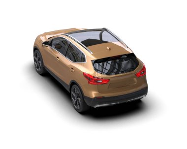 Modern şehir arabası beyaz 3 boyutlu görüntüleme - illüstrasyon