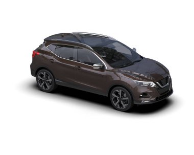 Beyaz arka planda bir araba. 3d oluşturma