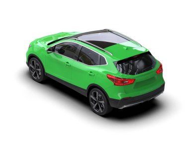 Modern yeşil şehir arabası yaratıcı tasarımın ve grafik tasarımın için 3D