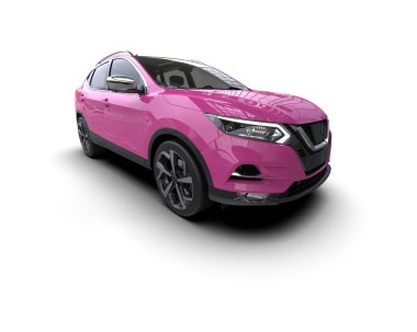 Siyah arka planda pembe kompakt araba, yakın plan -