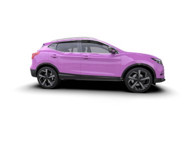 Beyaz arka planda pembe arabanın 3 boyutlu resmi.