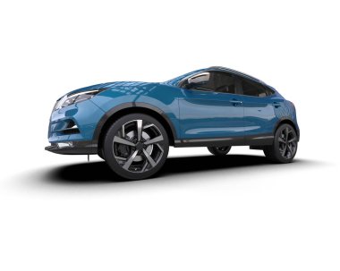 beyaz arka planı olan modern mavi araba