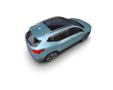 Stüdyo ortamında markasız bir SUV 'un 3 boyutlu çizimi