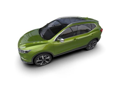 Modern araba arka planda izole edilmiş. 3D görüntüleme - illüstrasyon