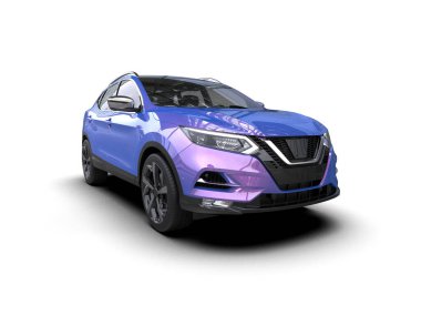 Mor ışıklı modern bir cip. 3d oluşturma