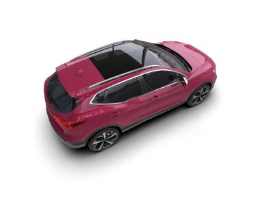 Beyaz arka planda pembe spor araba.