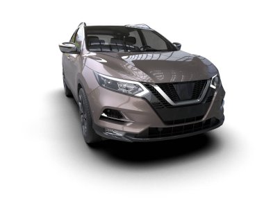 Beyaz arka planda modern bir araba. 3d oluşturma