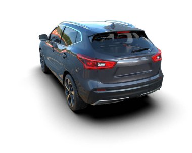 Beyaz arka planda modern SUV. 3d oluşturma