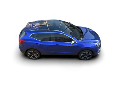 Mavi spor araba - arka manzara. 3d illüstrasyon