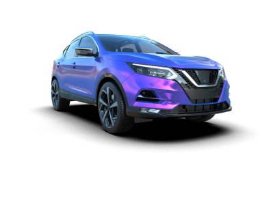 Siyah renkli mavi modern bir araba. 3d oluşturma.