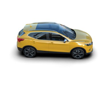 Beyaz arka planda sarı modern araba