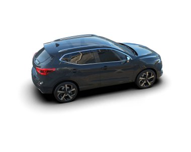 Beyaz arka planda modern bir araba. 3d oluşturma