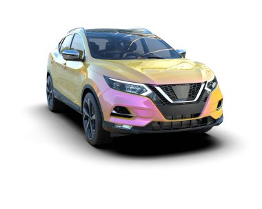 Beyaz arka planda modern SUV. 3d oluşturma