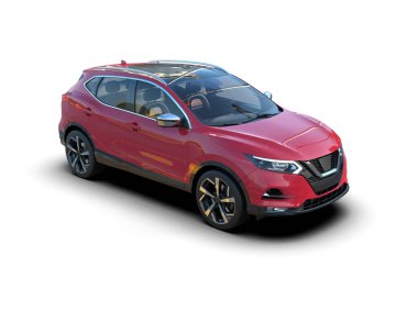 Kırmızı lüks spor araba beyaz arka planda izole