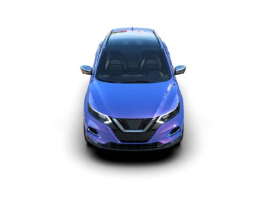 Kendi tasarımınız için boş yüzeyi olan modern mavi şehir arabası.