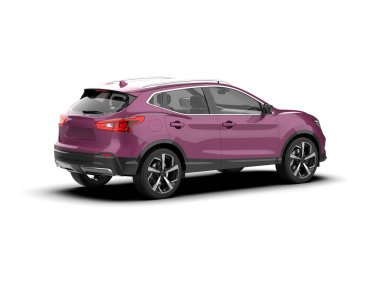 Modern araba, beyaz arka planda çapraz geçiş. 3d oluşturma