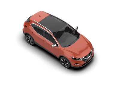 Beyaz arka planda modern bir araba. 3d oluşturma