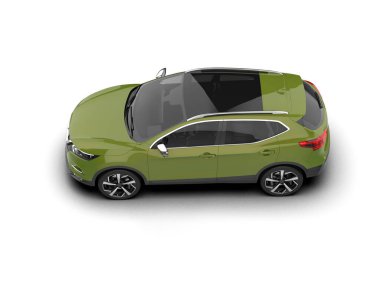 Şehir manzaralı yeşil bir araba