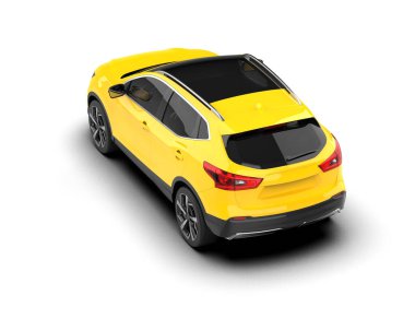 Beyaz arka planda modern kompakt araba şehri. 3 Boyutlu Hazırlama