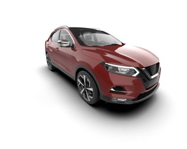 Beyaz arka planda gölgeli modern kırmızı spor araba