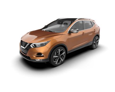 Beyaz arka planda siyah bir SUV. 3d oluşturma