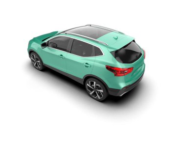 Kırpma yolu olan beyaz arkaplanda izole edilmiş bir araba. 3d oluşturma.