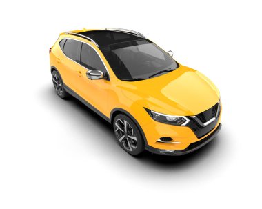 Stüdyoda beyaz arka planda elektrikli arabanın 3 boyutlu çizimi