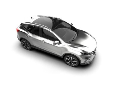 Beyaz arka planda gölgeli beyaz bir arazi aracı. 3 Boyutlu Hazırlama