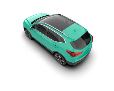 Yeşil bir arabanın 3 boyutlu görüntüsü