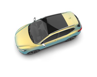 Beyaz arka planda bir spor arabanın 3 boyutlu resmi