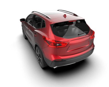 Araba beyaz arka planda izole edilmiş. 3d görüntüleme - yan görünüm