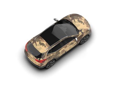 Beyaz arka planda modern bir araba. 3d oluşturma