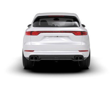 Beyaz arka planda izole edilmiş modern, daha az jenerik bir SUV 'un 3 boyutlu canlandırması