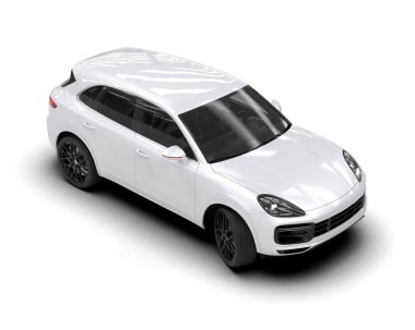 Beyaz arka planda siyah spor arabanın 3 boyutlu resmi