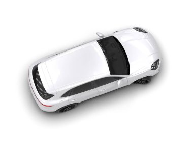 beyaz modern spor araba - üst görünüm