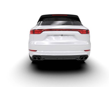 Beyaz arka planda izole edilmiş modern lüks beyaz araba.