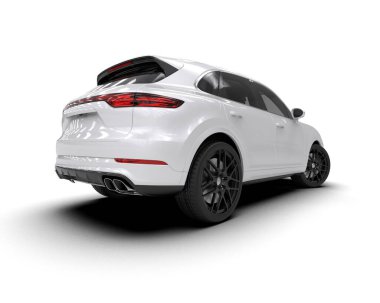 Araba beyazda izole edilmiş. Araç 3D görüntüleme.