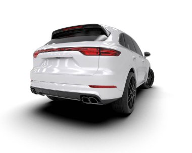 Modern araba beyazda izole edilmiş. İllüstrasyon ile 3d oluşturma