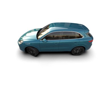 mavi SUv izole edilmiş beyaz arkaplan