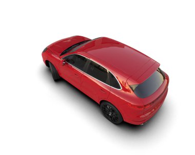 Beyaz arka planda izole edilmiş bir arabanın 3 boyutlu görüntüsü